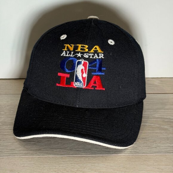 (Y2K) 2004 LA NBA All Star Retro Team Stars Black Strapback Cap Hat - Picture 1 of 5
